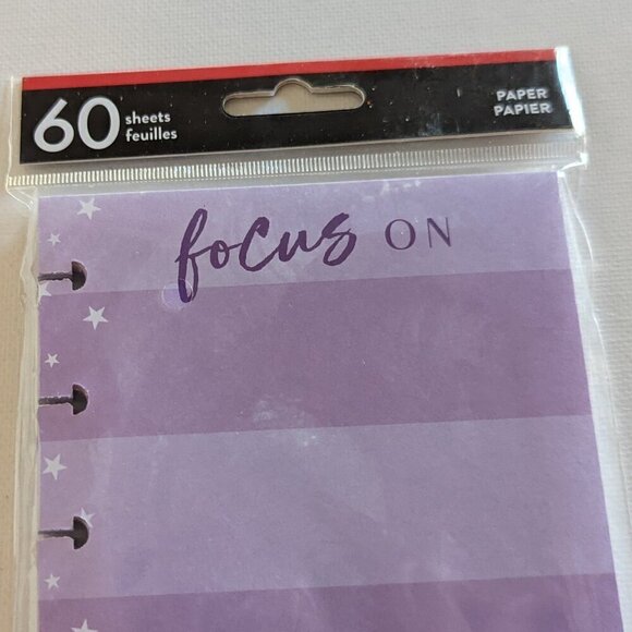 NWT Happy Planner Rong Rong Focus On 60 pgs Purple Half Sheet Paper Pack Fashion - Picture 2 of 8